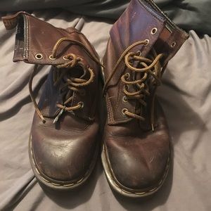 Dr. Martens brown distressed leather boots